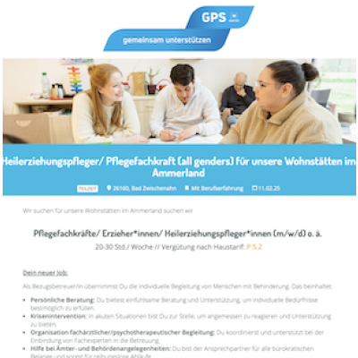 Heilerziehungspfleger/ Pflegefachkraft (all genders) für unsere Wohnstätten im Ammerland