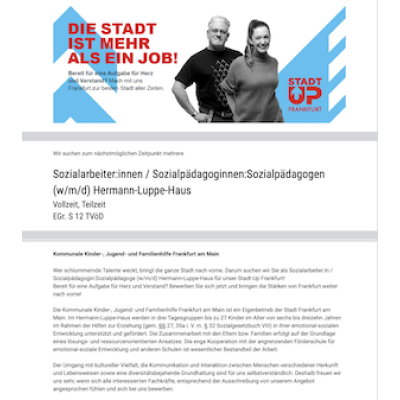 Sozialarbeiter:innen / Sozialpädagoginnen:Sozialpädagogen (w/m/d) Hermann-Luppe-Haus