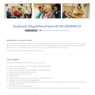 Qualifizierte Pflegehilfskraft (w/m/d) | IM LERCHENFELD