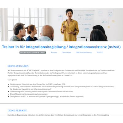 Trainer:in für Integrationsbegleitung / Integrationsassistenz (m/w/d)