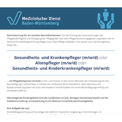 Gesundheits- und Krankenpfleger (m/w/d) oder Altenpfleger (m/w/d) oder Gesundheits- und Kinderkrankenpfleger (m/w/d)