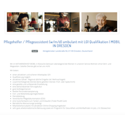 Pflegehelfer / Pflegeassistent (w/m/d) ambulant mit LG1 Qualifikation | MOBIL IN DRESDEN