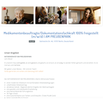 Medikamentenbeauftragte/ Dokumentationsfachkraft 100% freigestellt (m/w/d) | AM PREUßENPARK