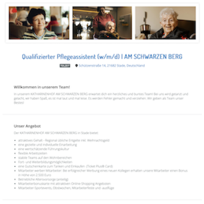 Qualifizierter Pflegeassistent (w/m/d) | AM SCHWARZEN BERG