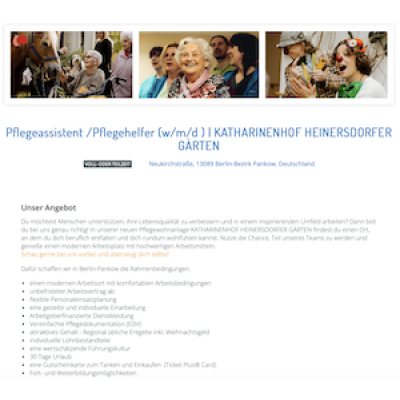 Pflegeassistent /Pflegehelfer (w/m/d ) | KATHARINENHOF HEINERSDORFER GÄRTEN