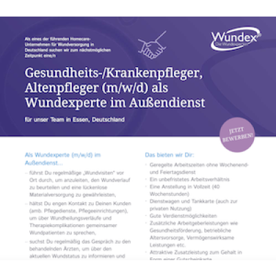 Gesundheits-/Krankenpfleger, Altenpfleger (m/w/d) als Wundexperte im Außendienst