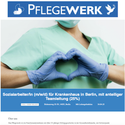 Sozialarbeiter/in (m/w/d) für Krankenhaus in Berlin, mit anteiliger Teamleitung (25%)