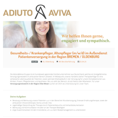 Gesundheits-/ Krankenpfleger, Altenpfleger (m/w/d) im Außendienst Patientenversorgung in der Region BREMEN / OLDENBURG