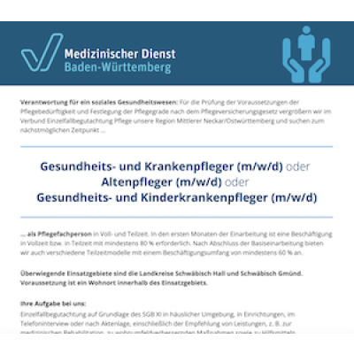 Gesundheits- und Krankenpfleger (m/w/d) oder Altenpfleger (m/w/d) oder Gesundheits- und Kinderkrankenpfleger (m/w/d)