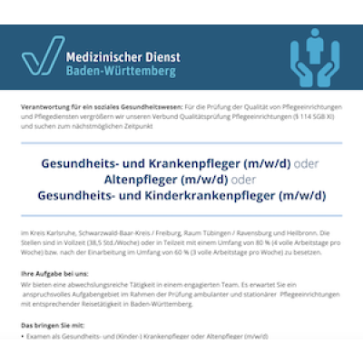 Gesundheits- und Krankenpfleger (m/w/d) oder Altenpfleger (m/w/d) oder Gesundheits- und Kinderkrankenpfleger (m/w/d)