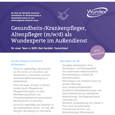 Gesundheits-/Krankenpfleger, Altenpfleger (m/w/d) als Wundexperte im Außendienst