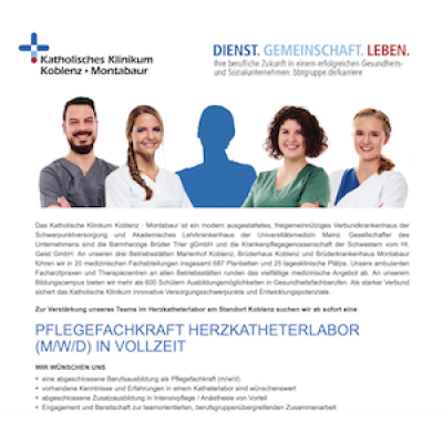 Pflegefachkraft Herzkatheterlabor (m/w/d) in Vollzeit