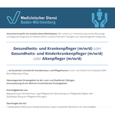Gesundheits- und Krankenpfleger (m/w/d) oder Gesundheits- und Kinderkrankenpfleger (m/w/d) oder Altenpfleger (m/w/d)