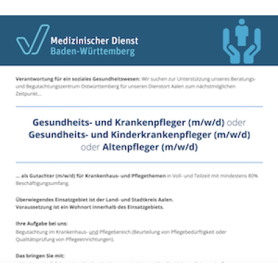 Gesundheits- und Krankenpfleger (m/w/d) oder Gesundheits- und Kinderkrankenpfleger (m/w/d) oder Altenpfleger (m/w/d)