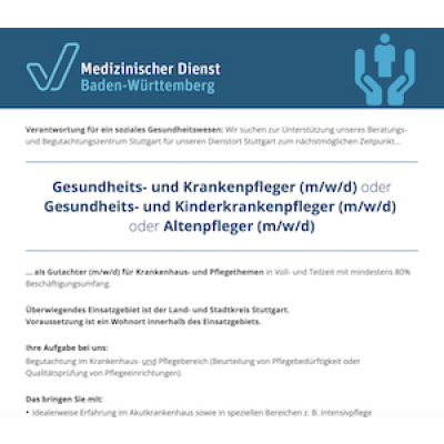 Gesundheits- und Krankenpfleger (m/w/d) oder Gesundheits- und Kinderkrankenpfleger (m/w/d) oder Altenpfleger (m/w/d)