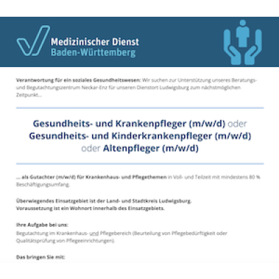 Gesundheits- und Krankenpfleger (m/w/d) oder Gesundheits- und Kinderkrankenpfleger (m/w/d) oder Altenpfleger (m/w/d)