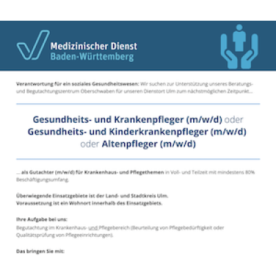 Gesundheits- und Krankenpfleger (m/w/d) oder Gesundheits- und Kinderkrankenpfleger (m/w/d) oder Altenpfleger (m/w/d)