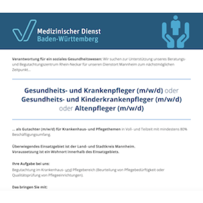 Gesundheits- und Krankenpfleger (m/w/d) oder Gesundheits- und Kinderkrankenpfleger (m/w/d) oder Altenpfleger (m/w/d)