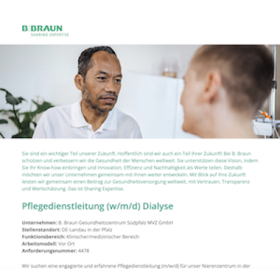Pflegedienstleitung (w/m/d) Dialyse