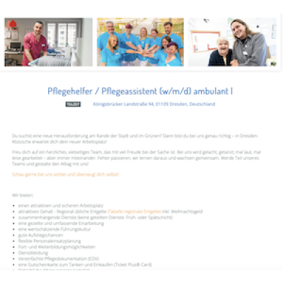 Pflegehelfer / Pflegeassistent (w/m/d) ambulant |