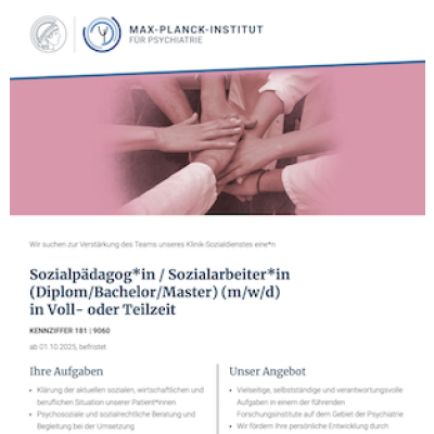 Sozialpädagog*in / Sozialarbeiter*in (Diplom/Bachelor/Master) (m/w/d) in Voll- oder Teilzeit