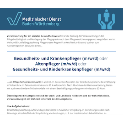 Gesundheits- und Krankenpfleger (m/w/d) oder Altenpfleger (m/w/d) oder Gesundheits- und Kinderkrankenpfleger (m/w/d)