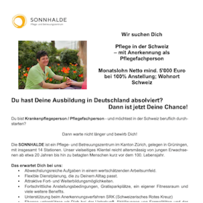 Krankenpflegeperson / Pflegefachperson