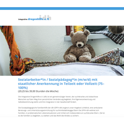 Sozialarbeiter*in / Sozialpädagog*in (m/w/d) mit staatlicher Anerkennung in Teilzeit oder Vollzeit (75–100%)
