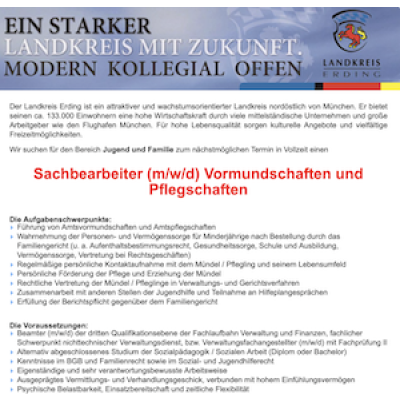 Sachbearbeiter (m/w/d) Vormundschaften und Pflegschaften