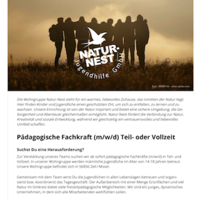 Erzieherin oder Sozialpädagogin (m/w/d) für moderne Wohngruppe – Teil-/Vollzeit