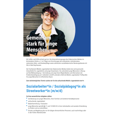 Sozialarbeiter*in / Sozialpädagog*in als Streetworker*in (m/w/d)