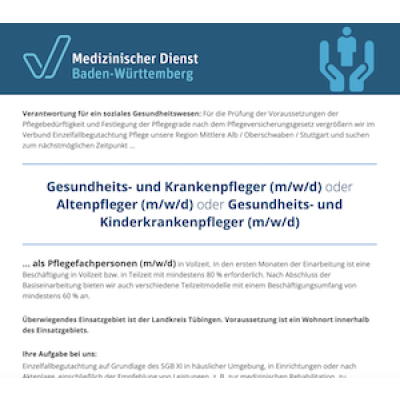 Gesundheits- und Krankenpfleger (m/w/d) oder Altenpfleger (m/w/d) oder Gesundheits- und Kinderkrankenpfleger (m/w/d)