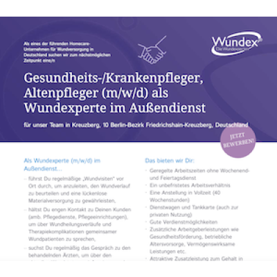 Gesundheits-/Krankenpfleger, Altenpfleger (m/w/d) als Wundexperte im Außendienst