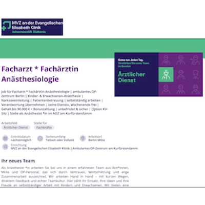 Facharzt * Fachärztin Anästhesiologie für AOZ am Ku'damm