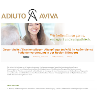 Gesundheits-/ Krankenpfleger, Altenpfleger (m/w/d) im Außendienst Patientenversorgung in der Region Nürnberg
