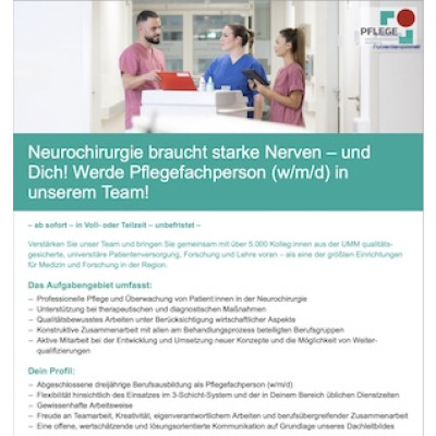 Pflegefachperson (w/m/d) Neurochirurgie