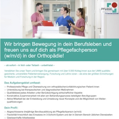 Pflegefachperson (w/m/d) Orthopädie