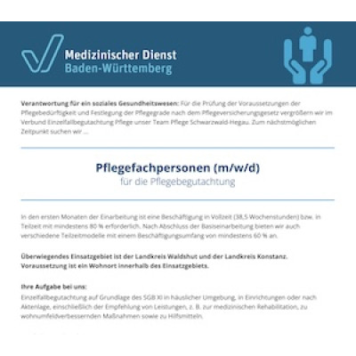 Pflegefachpersonen (m/w/d) für die Pflegebegutachtung 